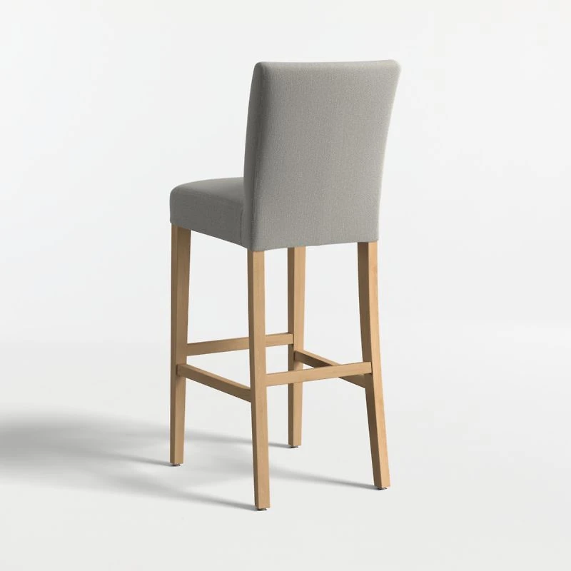 Lowe Charcoal Grey Upholstered Bar Stool with Natural Wood Legs