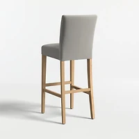 Lowe Charcoal Grey Upholstered Bar Stool with Natural Wood Legs