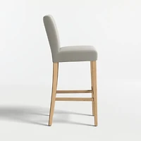 Lowe Charcoal Grey Upholstered Bar Stool with Natural Wood Legs