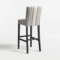 Lowe Indigo Stripe Upholstered Bar Stool with Ebony Wood Legs