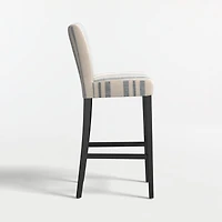 Lowe Indigo Stripe Upholstered Bar Stool with Ebony Wood Legs