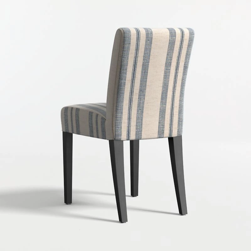 Lowe Indigo Stripe Upholstered Dining Chair with Ebony Wood Legs