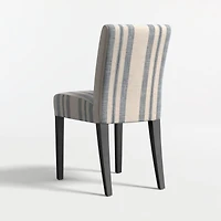 Lowe Indigo Stripe Upholstered Dining Chair with Ebony Wood Legs