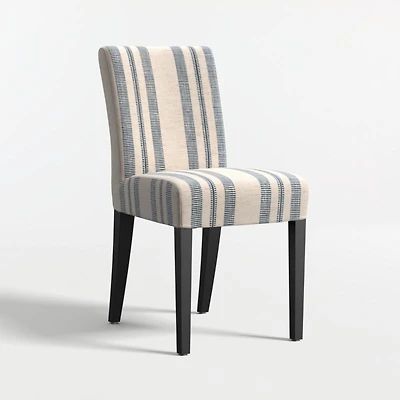 Lowe Indigo Stripe Upholstered Dining Chair with Ebony Wood Legs