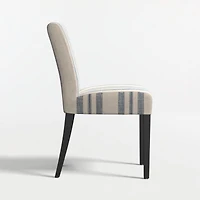 Lowe Indigo Stripe Upholstered Dining Chair with Ebony Wood Legs
