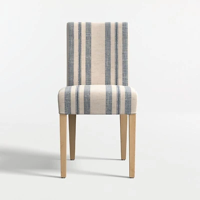 Lowe Indigo Stripe Upholstered Dining Chair with Natural Wood Legs