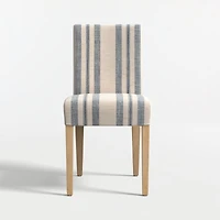Lowe Indigo Stripe Upholstered Dining Chair with Natural Wood Legs