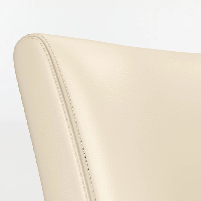 Lowe Ivory Leather Bar Stool with Natural Wood Legs