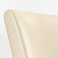 Lowe Ivory Leather Bar Stool with Natural Wood Legs