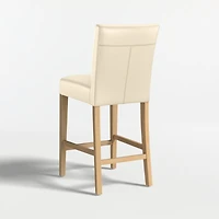 Lowe Ivory Leather Counter Stool with Natural Wood Legs
