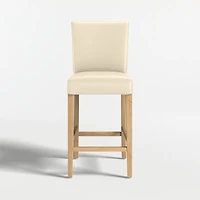 Lowe Ivory Leather Counter Stool with Natural Wood Legs