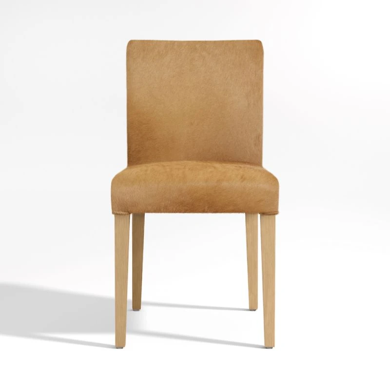 Lowe Light Brown Hair on Hide Dining Chair with Natural Wood Legs