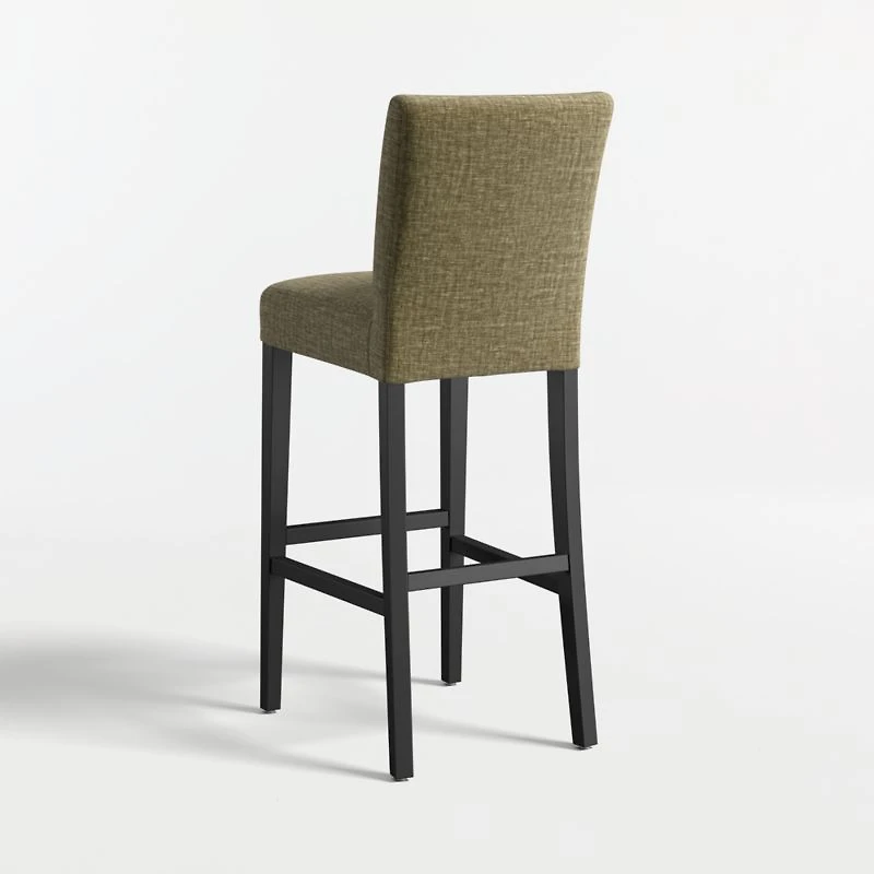 Lowe Doux Olive Upholstered Bar Stool with Ebony Wood Legs