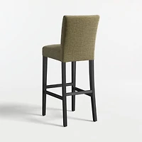 Lowe Doux Olive Upholstered Bar Stool with Ebony Wood Legs