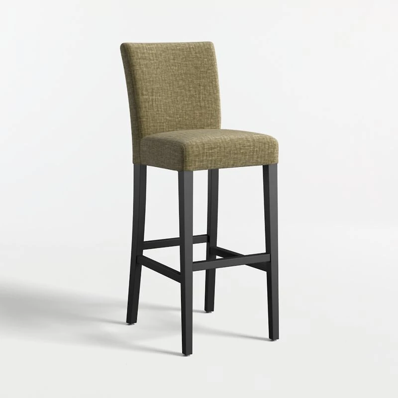 Lowe Doux Olive Upholstered Bar Stool with Ebony Wood Legs