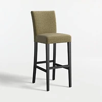 Lowe Doux Olive Upholstered Bar Stool with Ebony Wood Legs