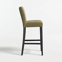 Lowe Doux Olive Upholstered Bar Stool with Ebony Wood Legs