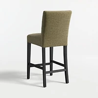 Lowe Doux Olive Upholstered Counter Stool with Ebony Wood Legs