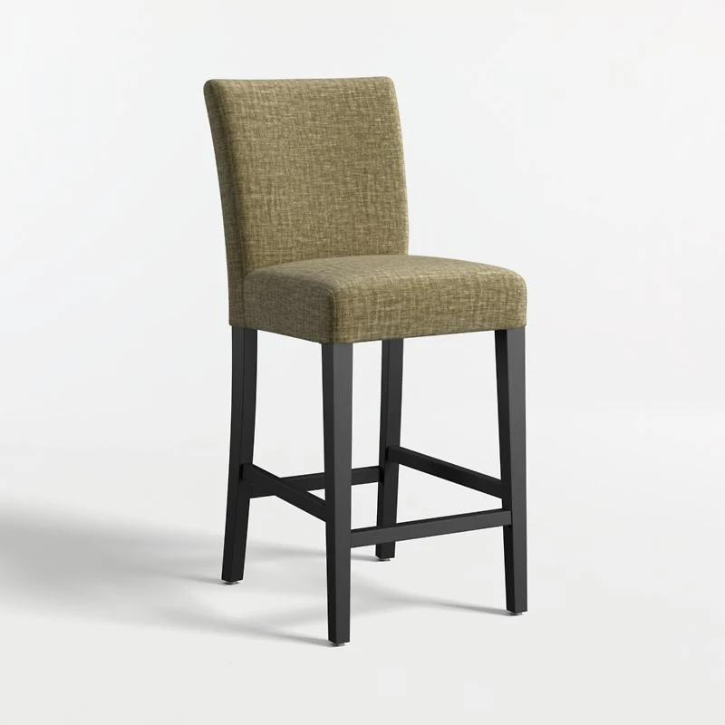 Lowe Doux Olive Upholstered Counter Stool with Ebony Wood Legs
