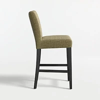 Lowe Doux Olive Upholstered Counter Stool with Ebony Wood Legs