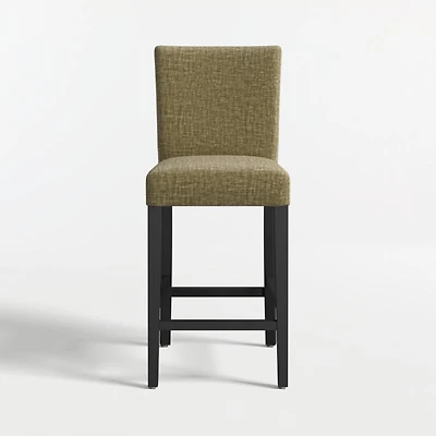 Lowe Doux Olive Upholstered Counter Stool with Ebony Wood Legs