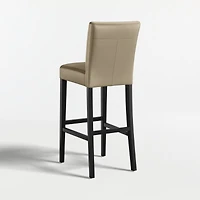Lowe Moss Green Leather Bar Stool with Ebony Wood Legs