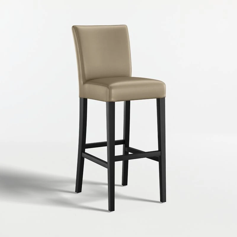 Lowe Moss Green Leather Bar Stool with Ebony Wood Legs