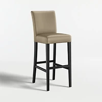 Lowe Moss Green Leather Bar Stool with Ebony Wood Legs