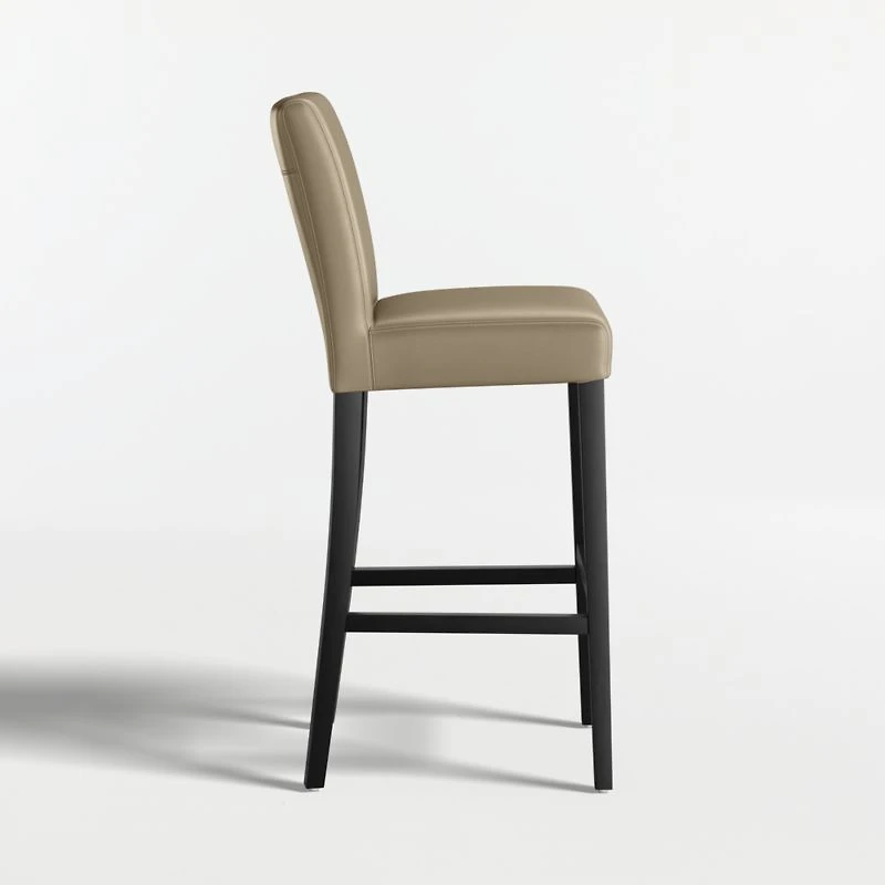 Lowe Moss Green Leather Bar Stool with Ebony Wood Legs