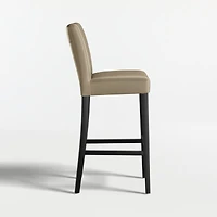 Lowe Moss Green Leather Bar Stool with Ebony Wood Legs