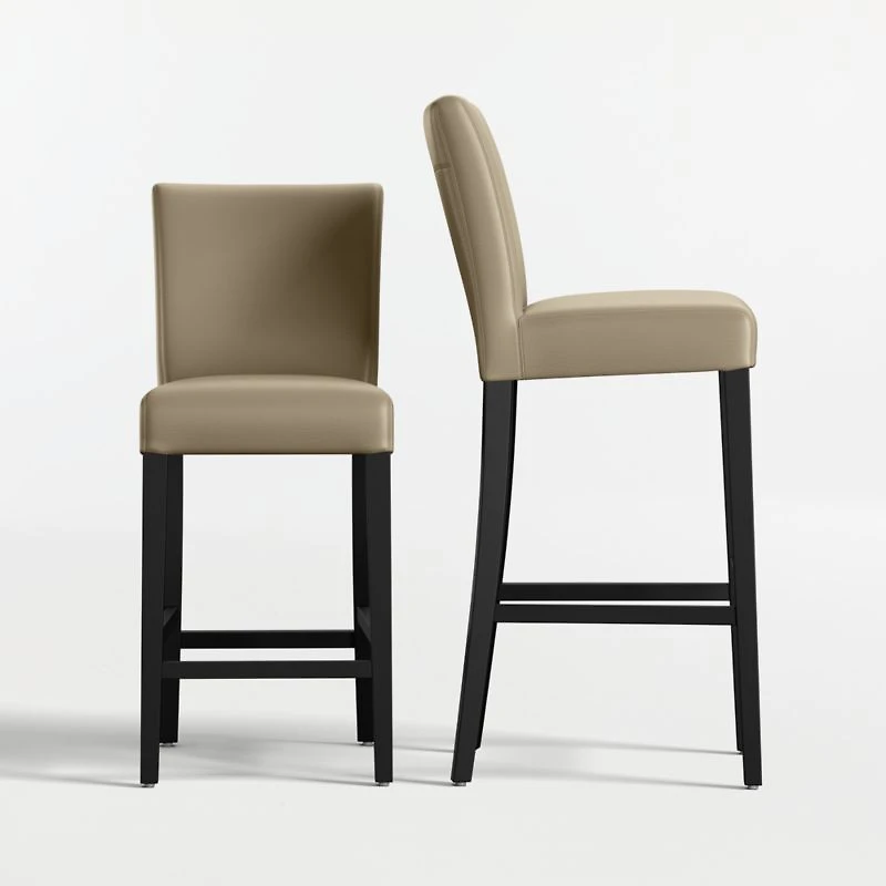 Lowe Moss Green Leather Bar Stool with Ebony Wood Legs