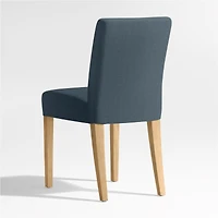 Lowe Navy Upholstered Dining Chair with Natural Wood Legs