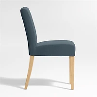Lowe Navy Upholstered Dining Chair with Natural Wood Legs