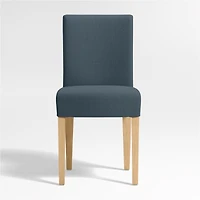 Lowe Navy Upholstered Dining Chair with Natural Wood Legs
