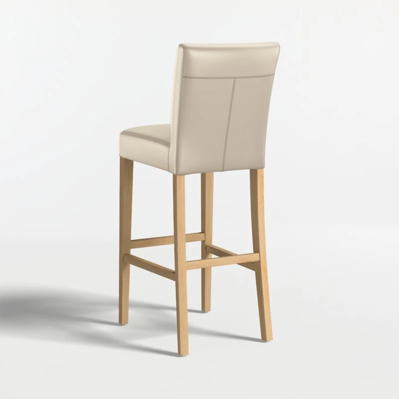 Lowe Bone Leather Bar Stool with Natural Wood Legs