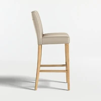 Lowe Bone Leather Bar Stool with Natural Wood Legs