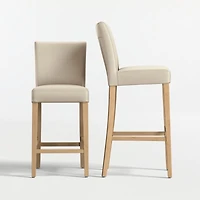 Lowe Bone Leather Bar Stool with Natural Wood Legs