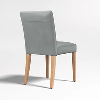 Lowe Pewter Grey Leather Dining Chair with Natural Wood Legs