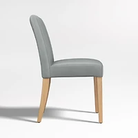 Lowe Pewter Grey Leather Dining Chair with Natural Wood Legs