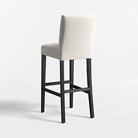 Lowe Pewter Grey Upholstered Bar Stool with Ebony Wood Legs