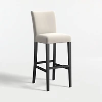 Lowe Pewter Grey Upholstered Bar Stool with Ebony Wood Legs