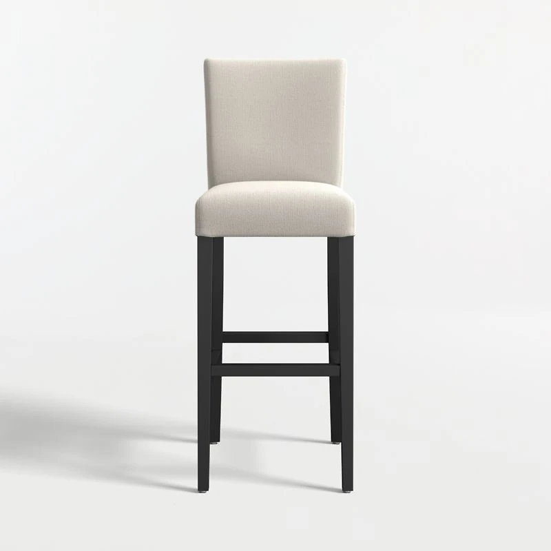 Lowe Pewter Grey Upholstered Bar Stool with Ebony Wood Legs
