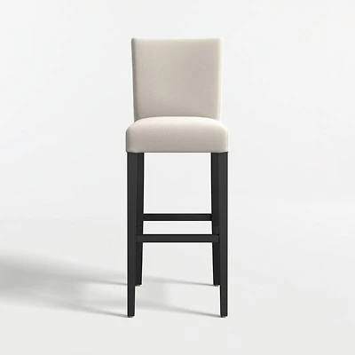 Lowe Pewter Grey Upholstered Bar Stool with Ebony Wood Legs