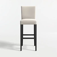 Lowe Pewter Grey Upholstered Bar Stool with Ebony Wood Legs