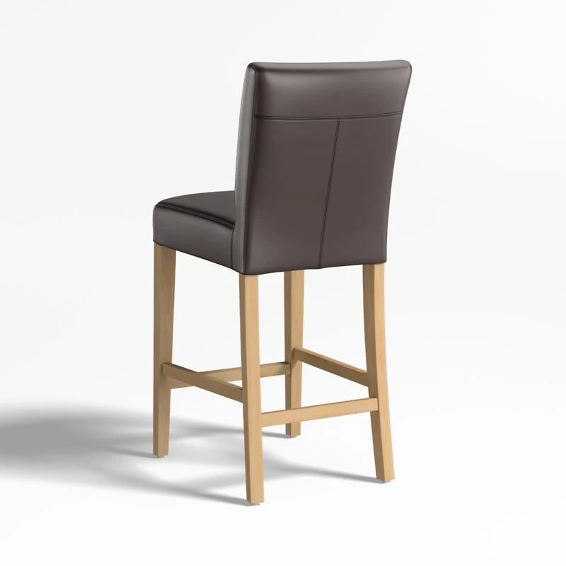 Lowe Smoke Grey Leather Counter Stool with Natural Wood Legs
