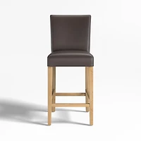 Lowe Smoke Grey Leather Counter Stool with Natural Wood Legs