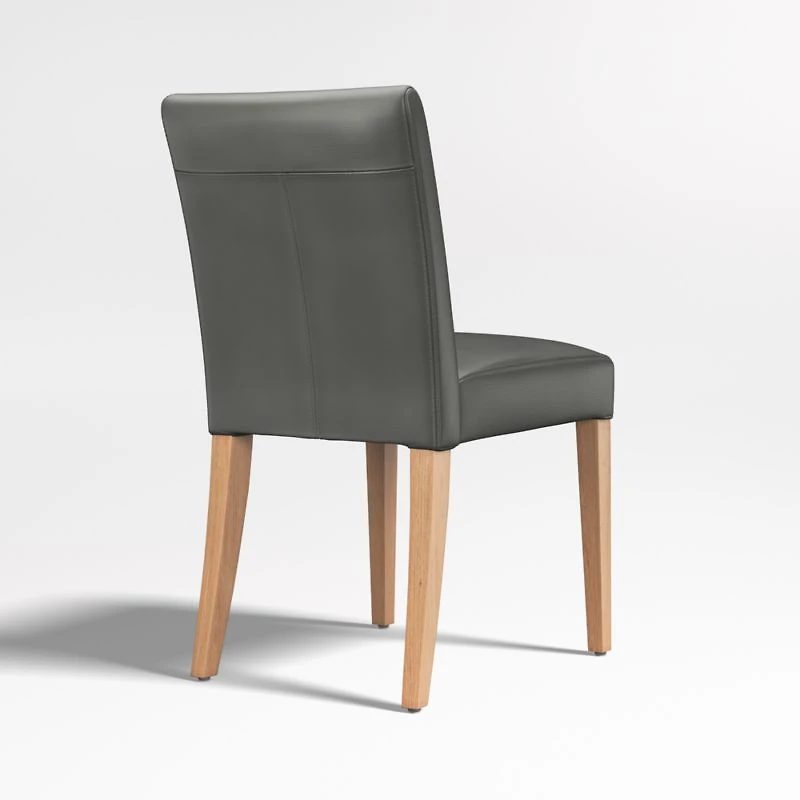 Lowe Smoke Grey Leather Dining Chair with Natural Wood Legs