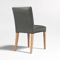 Lowe Smoke Grey Leather Dining Chair with Natural Wood Legs