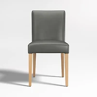 Lowe Smoke Grey Leather Dining Chair with Natural Wood Legs