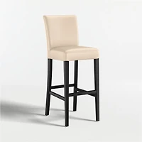 Lowe Tan Leather Bar Stool with Ebony Wood Legs